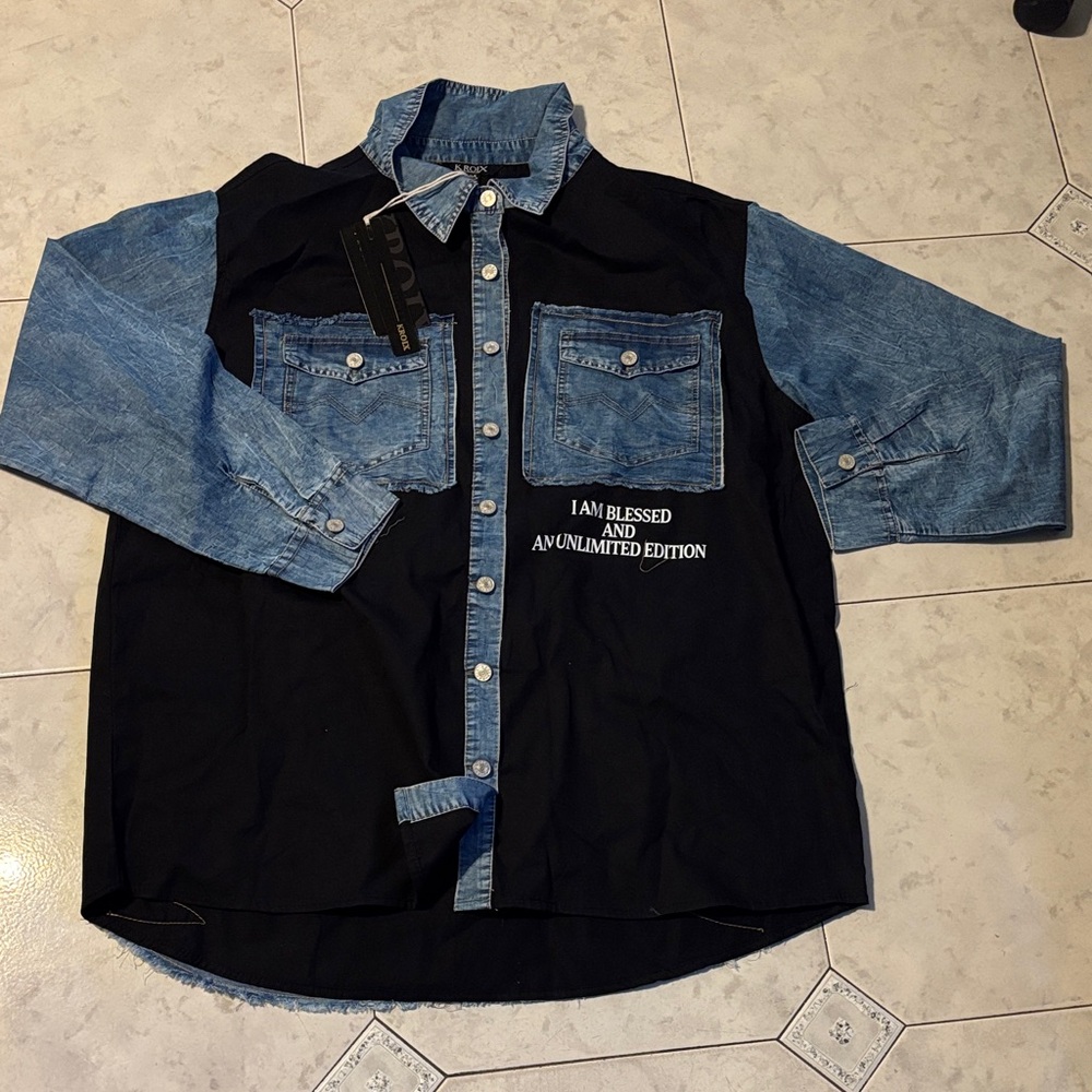 Denim and Black Button Down Shirt